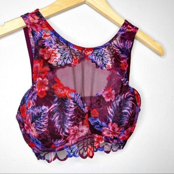 Victoria’s Secret Pink Lace Push Up Bralette Bra Red Pink Purple Size Small - Picture 8 of 13